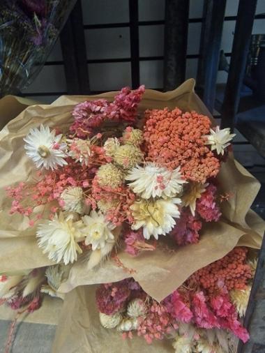 large dried flower bouquet/pink